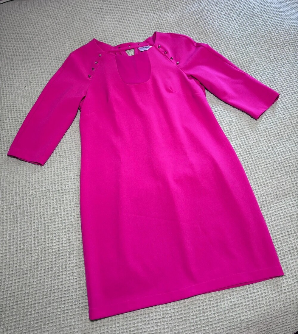 J. Taylor Hot Pink Studded Shift Dress - Size 10 Women’s